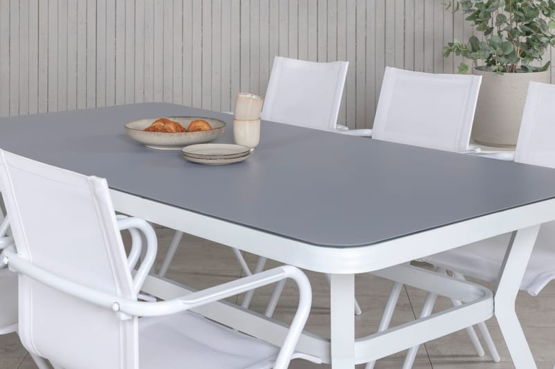 Virya Matgrupp 200cm + 6 Alina Matstolar Vit - Vit - Utemöbler - Utegrupp - Matgrupper utomhus