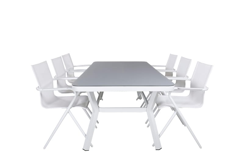 Virya Matgrupp 200cm + 6 Alina Matstolar Vit - Vit - Utemöbler - Utegrupp - Matgrupper utomhus