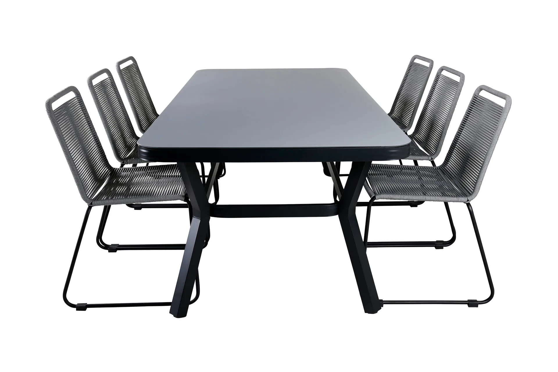 Virya Matgrupp 200cm + 6 Lindos Matstolar Svart/natur - Svart/Natur