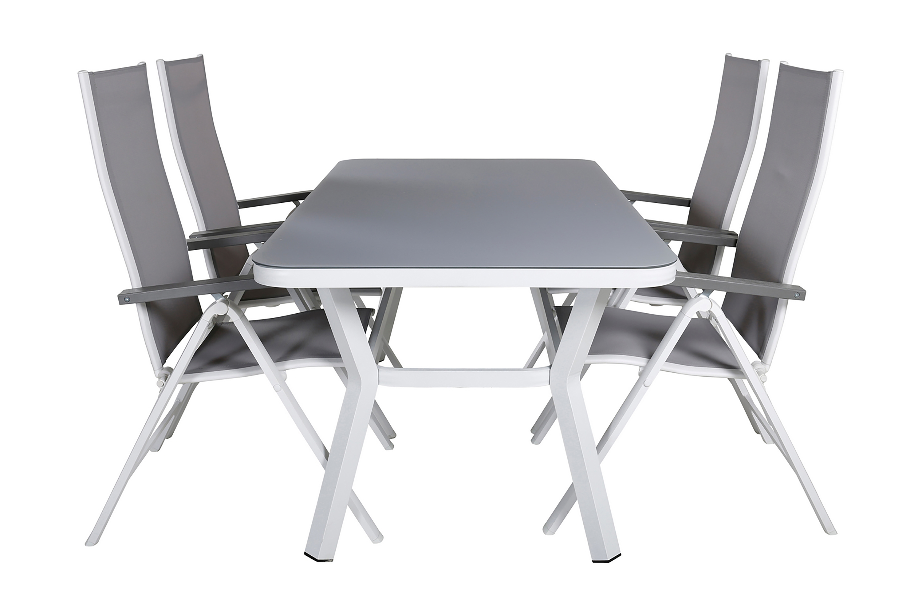 virya matgrupp utomhus 160cm + 4 albany positionsstolar - vit