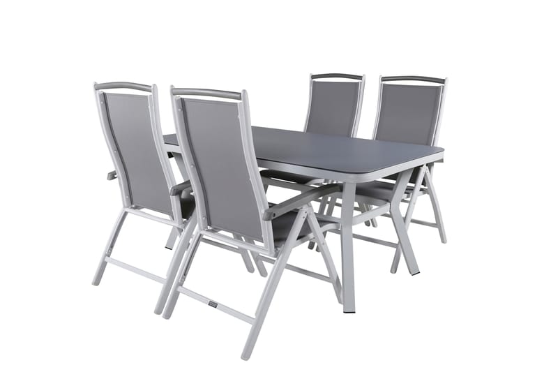 Virya Matgrupp Utomhus 160cm + 4 Albany Positionsstolar - Vit/Grå - Utemöbler - Utegrupp - Matgrupper utomhus
