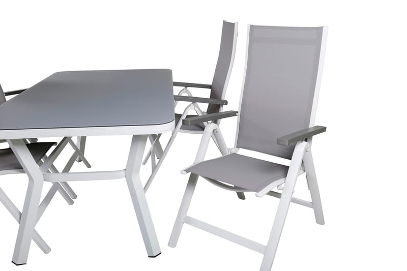 Virya Matgrupp Utomhus 160cm + 4 Albany Positionsstolar - Vit - Utemöbler - Utegrupp - Matgrupper utomhus