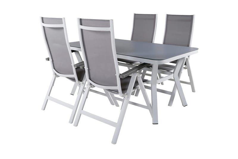 Virya Matgrupp Utomhus 160cm + 4 Albany Positionsstolar - Vit - Utemöbler - Utegrupp - Matgrupper utomhus