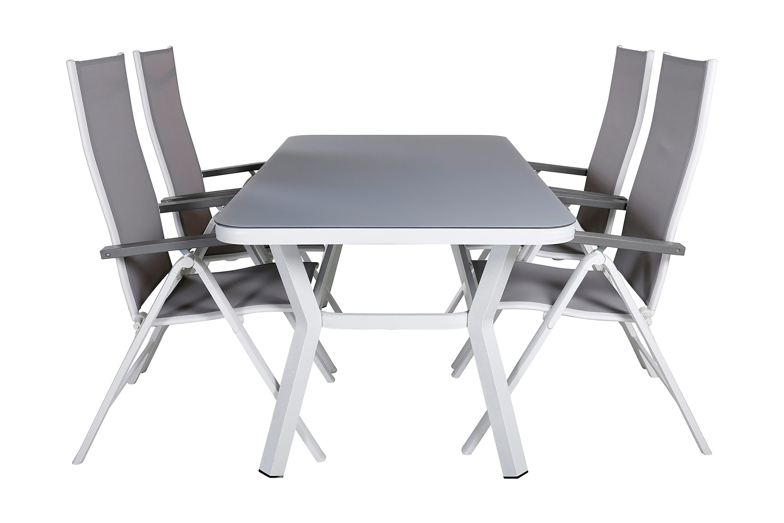 virya matgrupp utomhus 160cm + 4 albany positionsstolar - vit