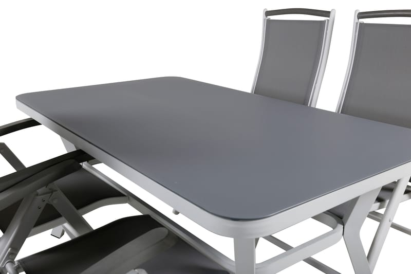 Virya Matgrupp Utomhus 160cm + 4 Albany Positionsstolar - Vit/Grå - Utemöbler - Utegrupp - Matgrupper utomhus