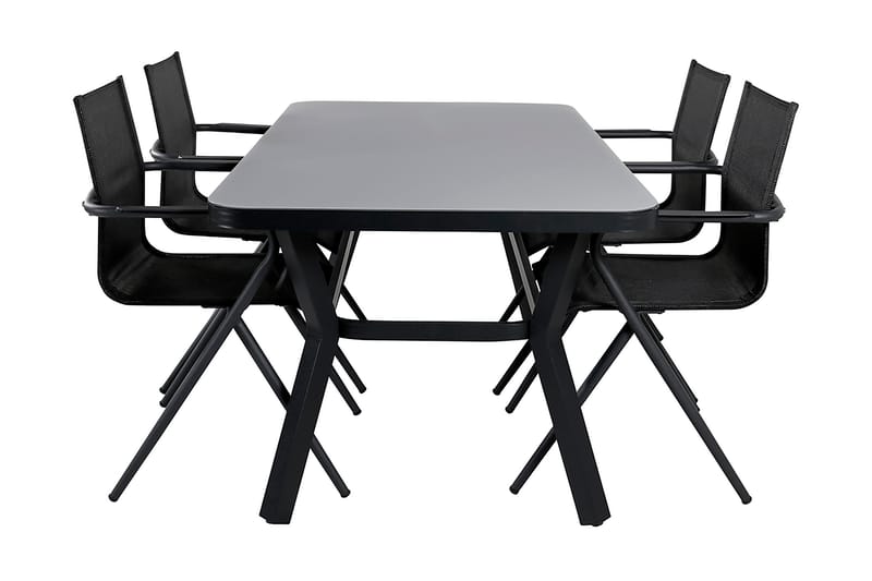 Virya Matgrupp Utomhus 160cm + 4 Alina Matstolar - Svart - Utemöbler - Utegrupp - Matgrupper utomhus