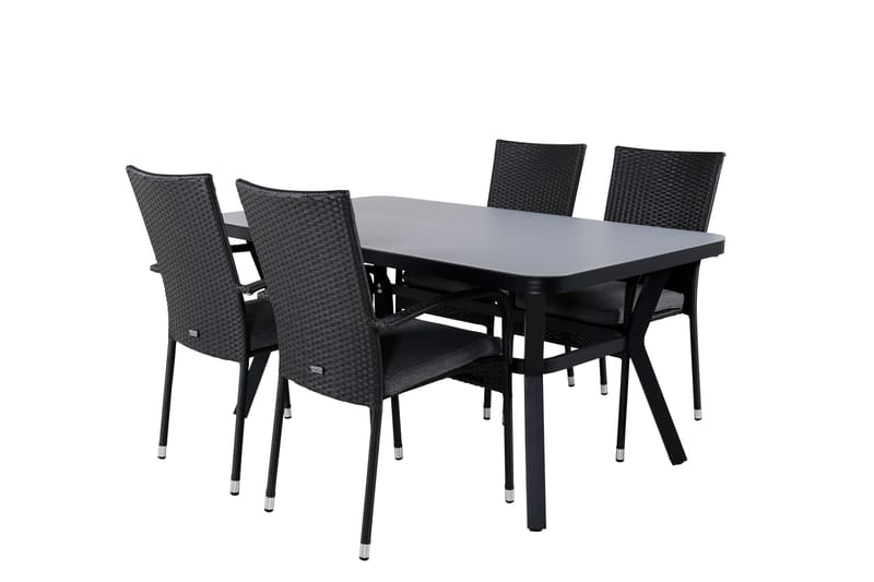 Virya Matgrupp Utomhus 160cm + 4 Anna Matstolar - Svart/Grå - Utemöbler - Utegrupp - Matgrupper utomhus