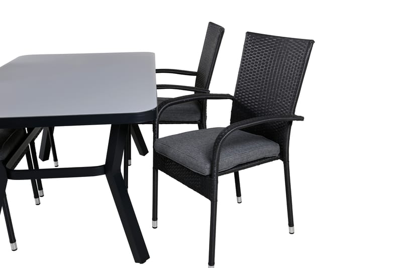 Virya Matgrupp Utomhus 160cm + 4 Anna Matstolar - Svart/Grå - Utemöbler - Utegrupp - Matgrupper utomhus