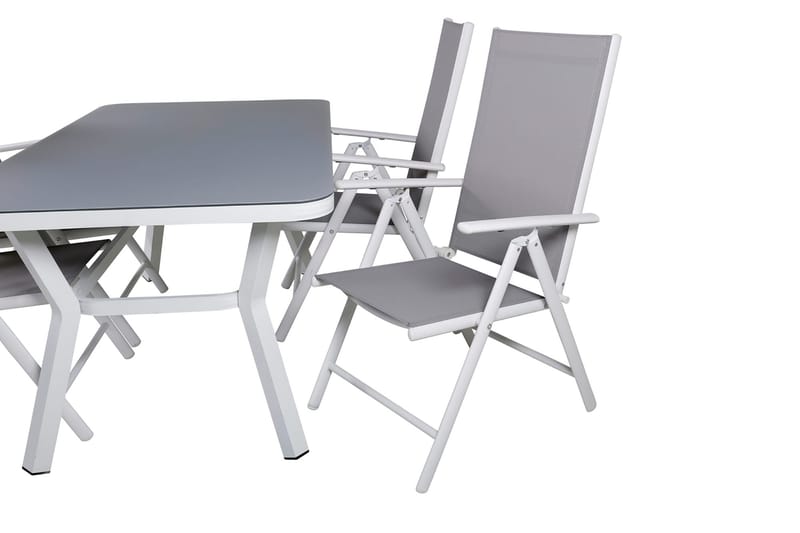 Virya Matgrupp Utomhus 160cm + 4 Break Positionsstolar - Vit/Grå - Utemöbler - Utegrupp - Matgrupper utomhus