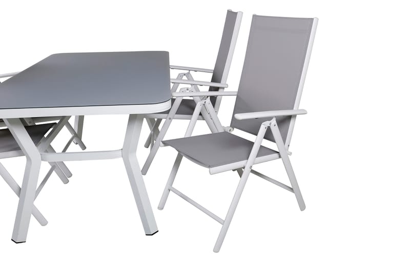 Virya Matgrupp Utomhus 160cm + 4 Break Positionsstolar - Vit/Grå - Utemöbler - Utegrupp - Matgrupper utomhus