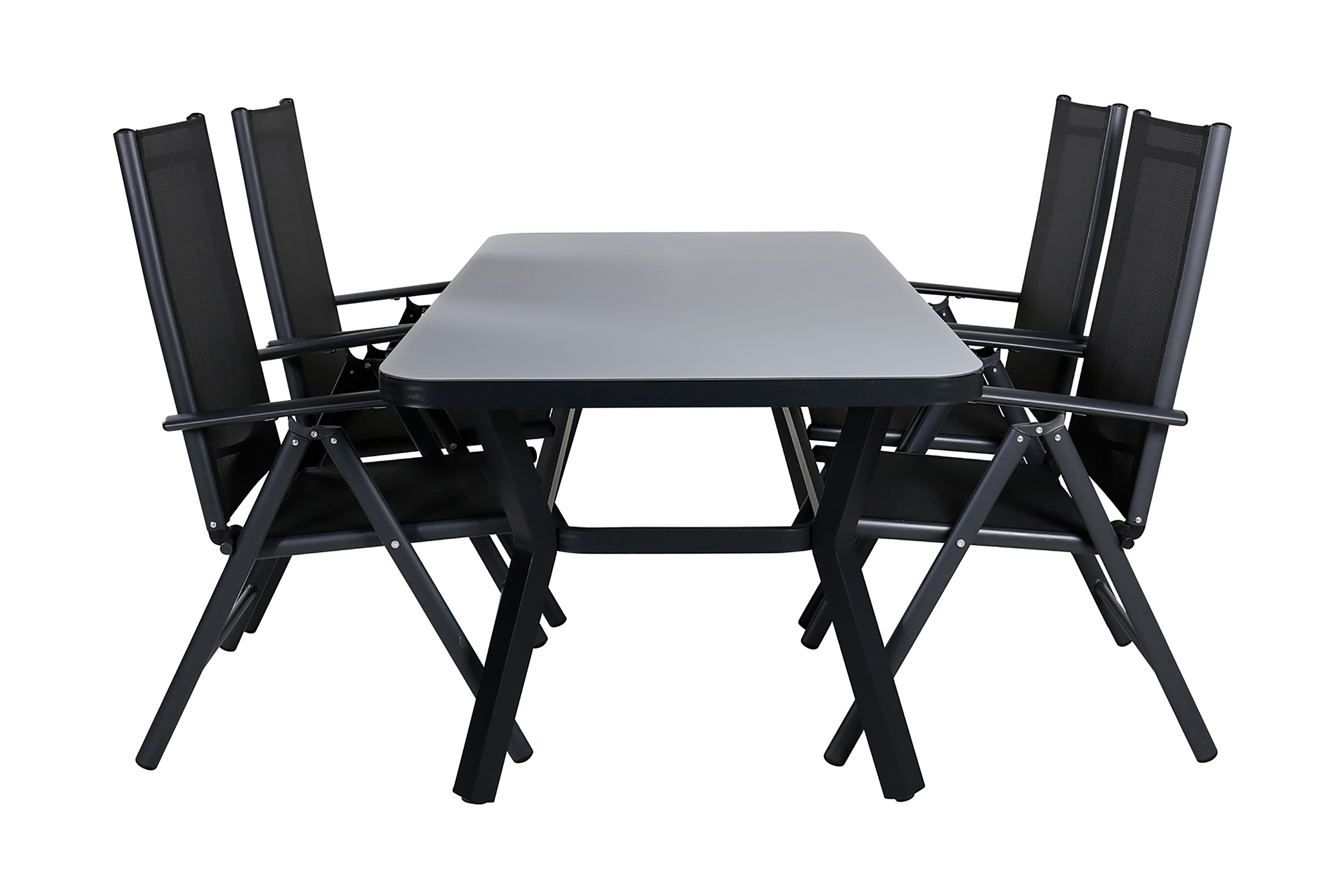 virya matgrupp utomhus 160cm + 4 break positionsstolar - vit