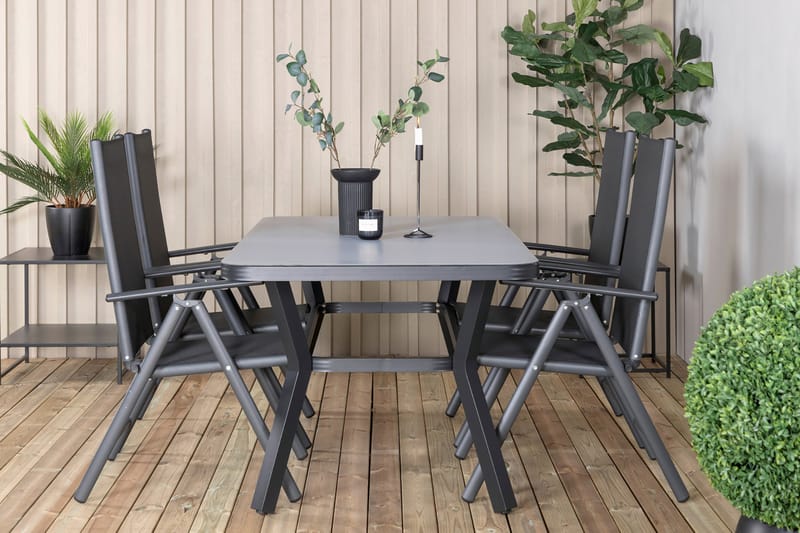 Virya Matgrupp Utomhus 160cm + 4 Break Positionsstolar - Vit - Utemöbler - Utegrupp - Matgrupper utomhus