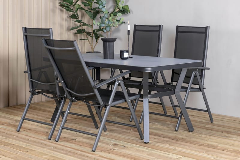 Virya Matgrupp Utomhus 160cm + 4 Break Positionsstolar - Vit - Utemöbler - Utegrupp - Matgrupper utomhus