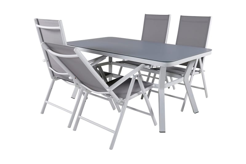 Virya Matgrupp Utomhus 160cm + 4 Break Positionsstolar - Vit/Grå - Utemöbler - Utegrupp - Matgrupper utomhus