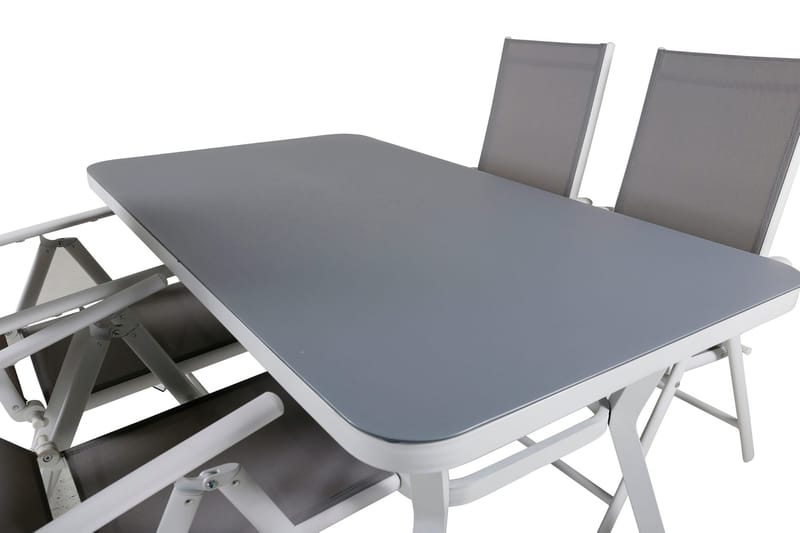 Virya Matgrupp Utomhus 160cm + 4 Break Positionsstolar - Vit/Grå - Utemöbler - Utegrupp - Matgrupper utomhus