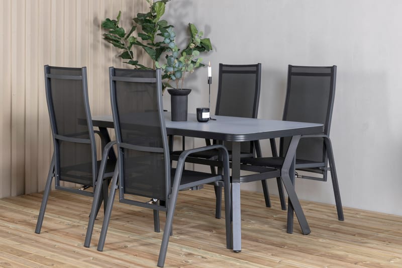 Virya Matgrupp Utomhus 160cm + 4 Copacabana Reclinerstolar - Svart - Utemöbler - Utegrupp - Matgrupper utomhus