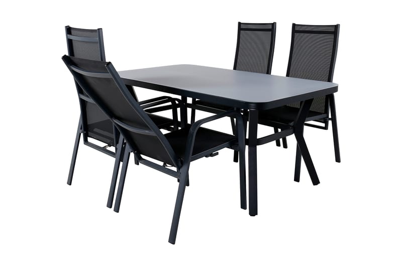 Virya Matgrupp Utomhus 160cm + 4 Copacabana Reclinerstolar - Svart - Utemöbler - Utegrupp - Matgrupper utomhus