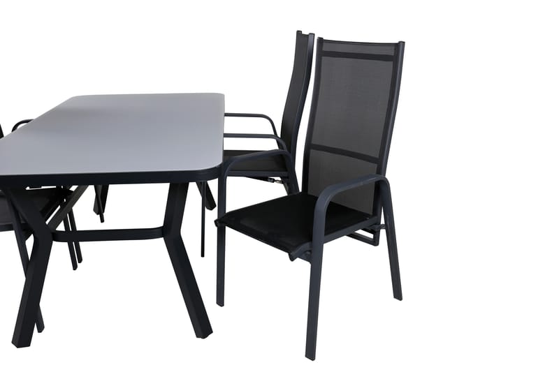 Virya Matgrupp Utomhus 160cm + 4 Copacabana Reclinerstolar - Svart - Utemöbler - Utegrupp - Matgrupper utomhus