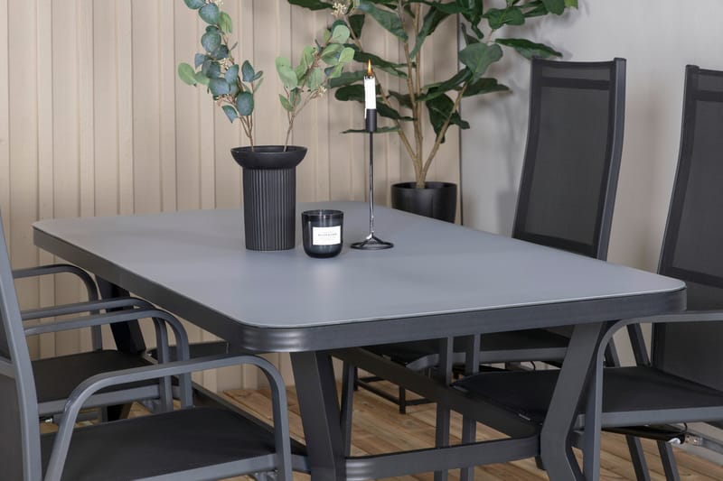 Virya Matgrupp Utomhus 160cm + 4 Copacabana Reclinerstolar - Svart - Utemöbler - Utegrupp - Matgrupper utomhus
