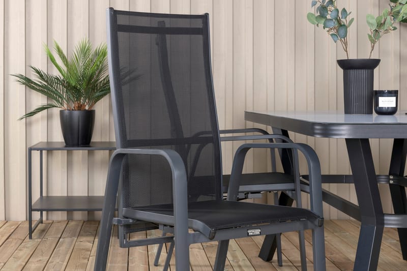 Virya Matgrupp Utomhus 160cm + 4 Copacabana Reclinerstolar - Svart - Utemöbler - Utegrupp - Matgrupper utomhus