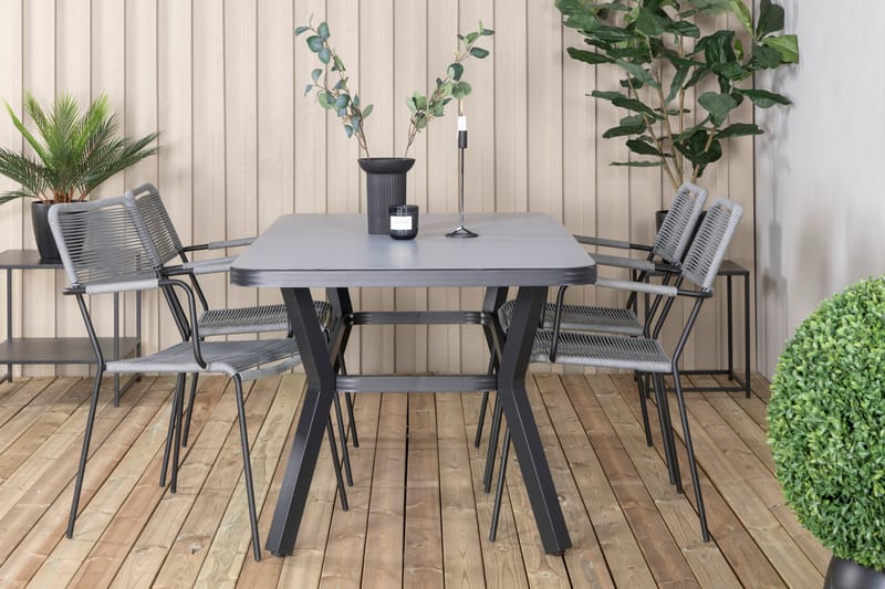 Virya Matgrupp Utomhus 160cm + 4 Lindos Karmstolar - Vit - Utemöbler - Utegrupp - Matgrupper utomhus