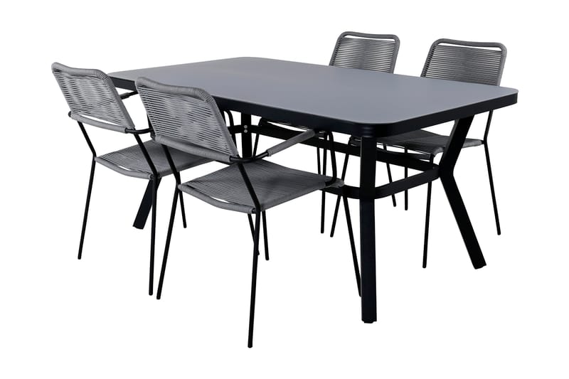 Virya Matgrupp Utomhus 160cm + 4 Lindos Karmstolar - Vit - Utemöbler - Utegrupp - Matgrupper utomhus