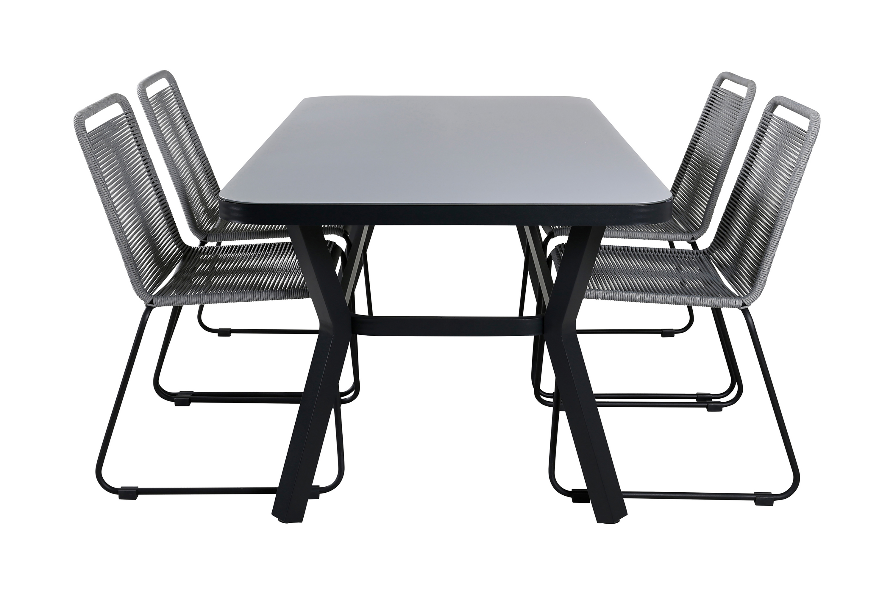 virya matgrupp utomhus 160cm + 4 lindos matstolar - brun/vit