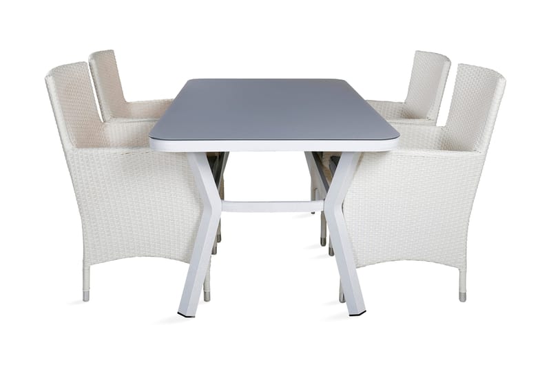 Virya Matgrupp Utomhus 160cm + 4 Malin Karmstolar, Svart/Gul