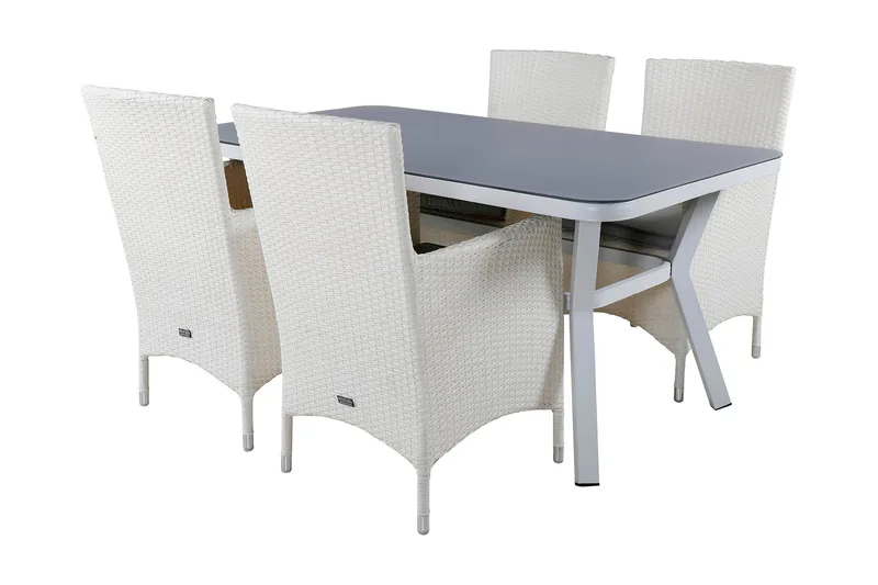 Virya Matgrupp Utomhus 160cm + 4 Malin Karmstolar - Svart/Gul - Utemöbler - Utegrupp - Matgrupper utomhus