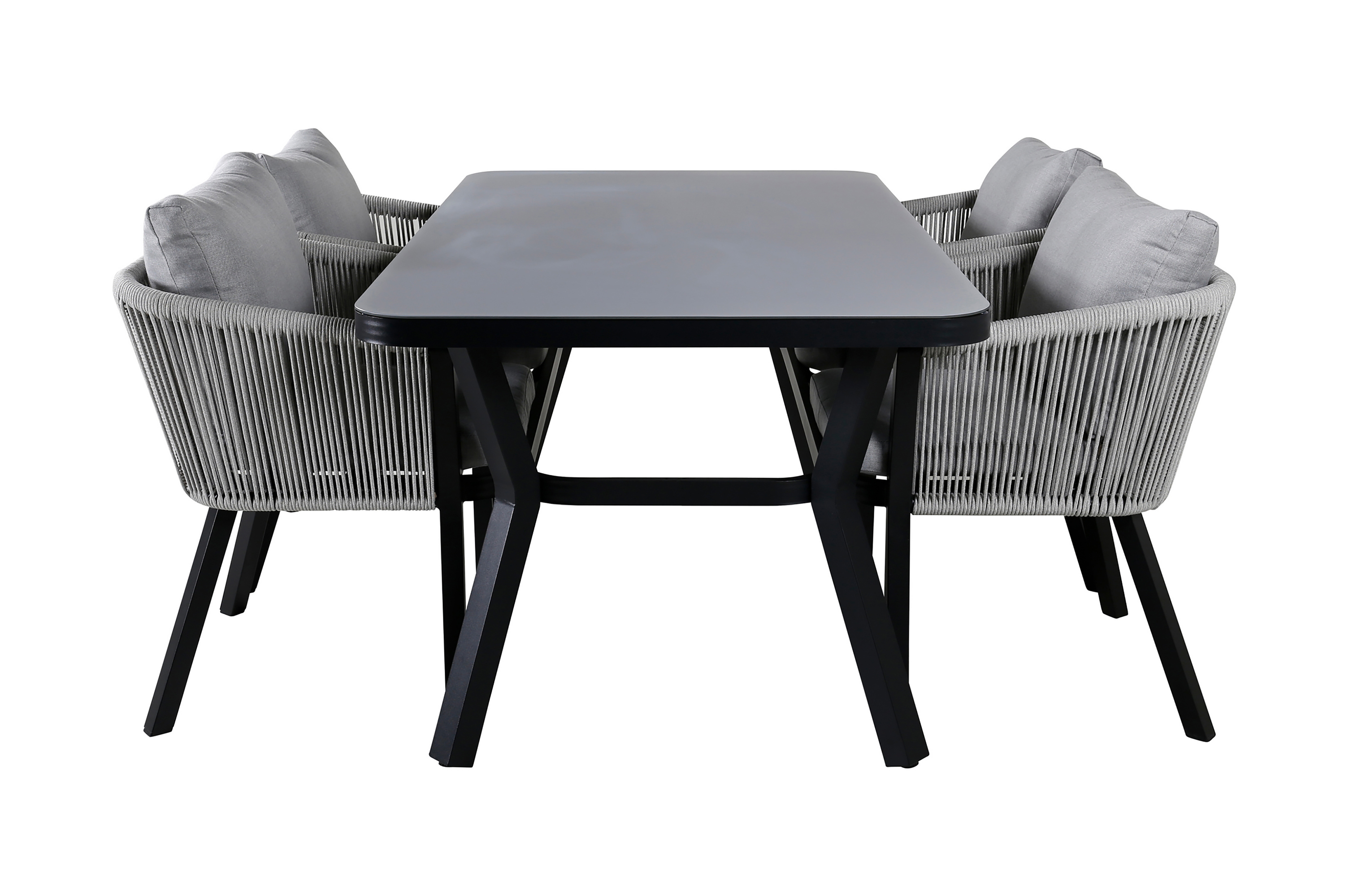 virya matgrupp utomhus 160cm + 4 matstolar - svart/natur