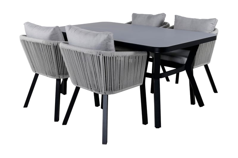 Virya Matgrupp Utomhus 160cm + 4 Matstolar - Svart/Natur - Utemöbler - Utegrupp - Matgrupper utomhus