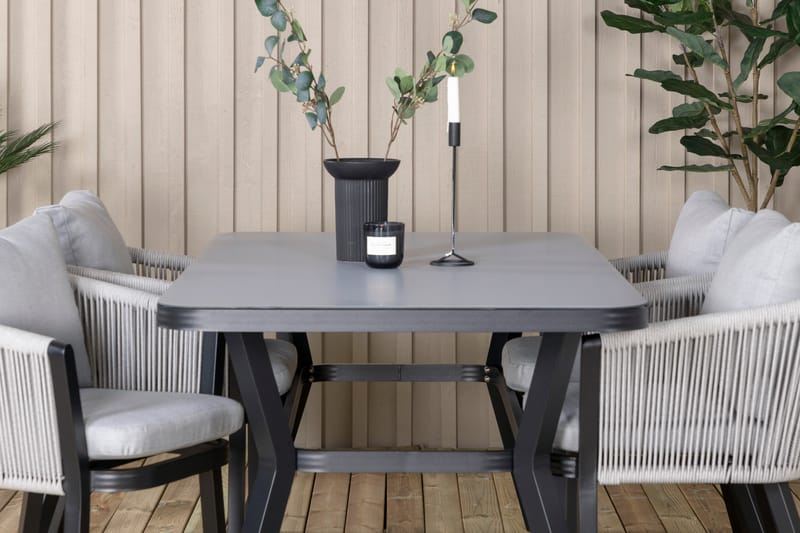 Virya Matgrupp Utomhus 160cm + 4 Matstolar - Svart/Natur - Utemöbler - Utegrupp - Matgrupper utomhus