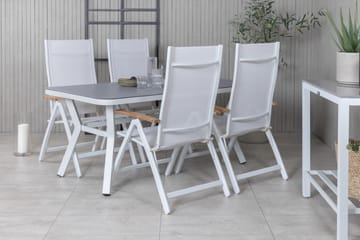 Virya Matgrupp Utomhus 160cm + 4 Panama Positionsstolar - Svart - Utemöbler - Utegrupp - Matgrupper utomhus