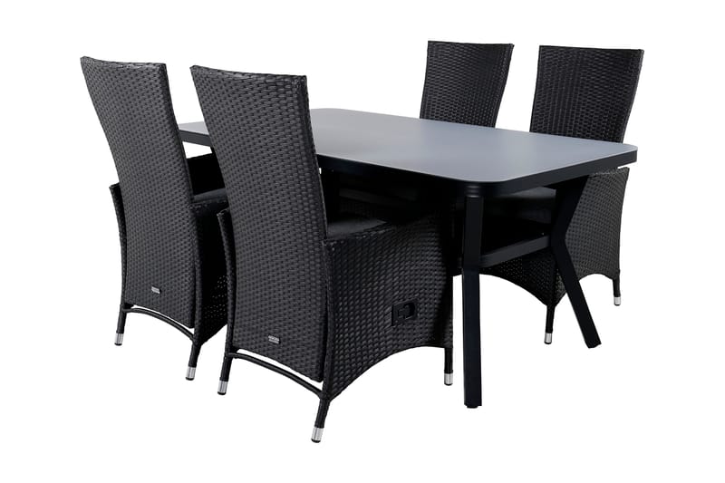 Virya Matgrupp Utomhus 160cm + 4 Padova Reclinerstolar - Svart - Utemöbler - Utegrupp - Matgrupper utomhus
