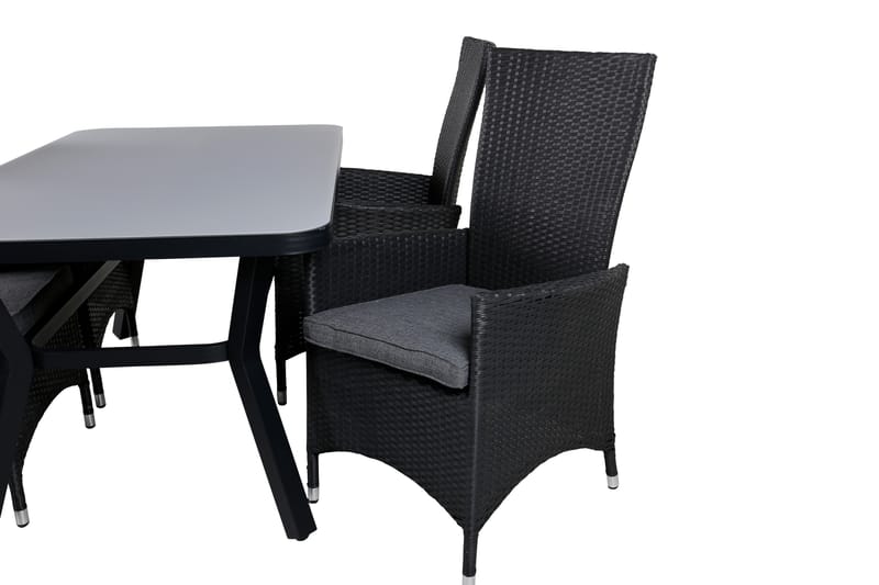 Virya Matgrupp Utomhus 160cm + 4 Padova Reclinerstolar - Svart - Utemöbler - Utegrupp - Matgrupper utomhus