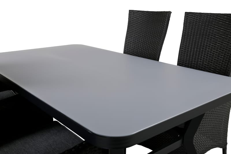 Virya Matgrupp Utomhus 160cm + 4 Padova Reclinerstolar - Svart - Utemöbler - Utegrupp - Matgrupper utomhus