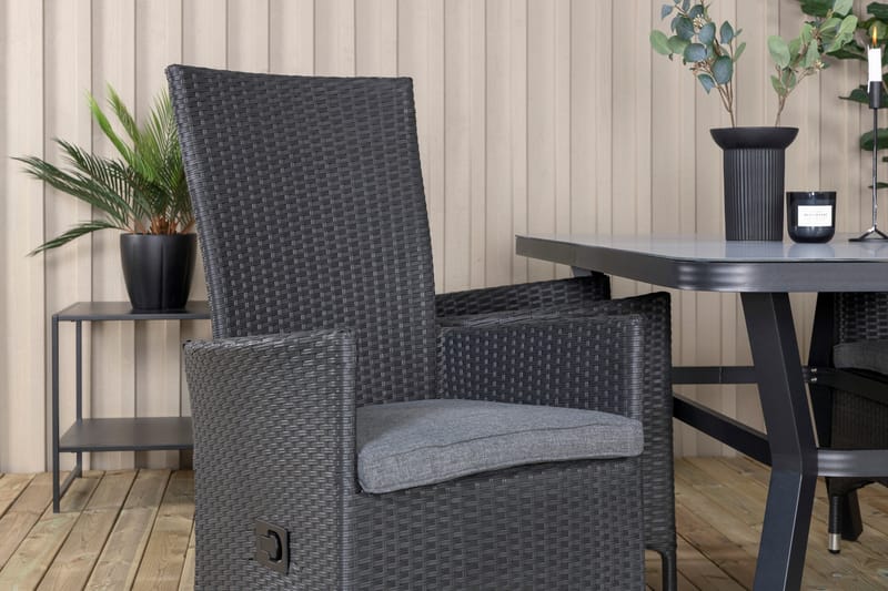 Virya Matgrupp Utomhus 160cm + 4 Padova Reclinerstolar - Svart - Utemöbler - Utegrupp - Matgrupper utomhus