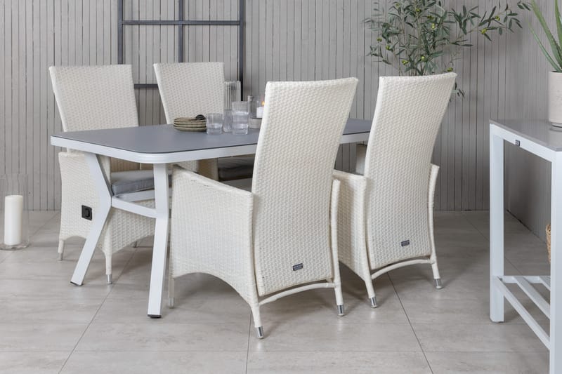 Virya Matgrupp Utomhus 160cm + 4 Padova Reclinerstolar - Svart/Natur - Utemöbler - Utegrupp - Matgrupper utomhus