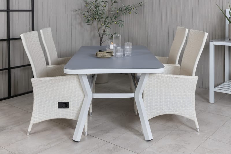 Virya Matgrupp Utomhus 160cm + 4 Padova Reclinerstolar - Svart/Natur - Utemöbler - Utegrupp - Matgrupper utomhus