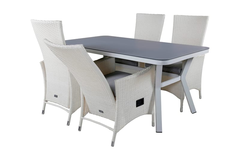 Virya Matgrupp Utomhus 160cm + 4 Padova Reclinerstolar - Svart/Natur - Utemöbler - Utegrupp - Matgrupper utomhus