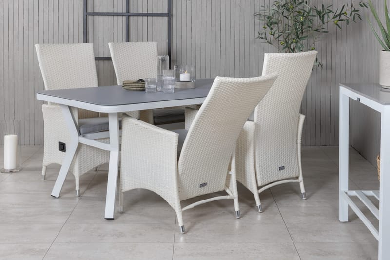 Virya Matgrupp Utomhus 160cm + 4 Padova Reclinerstolar - Svart/Natur - Utemöbler - Utegrupp - Matgrupper utomhus