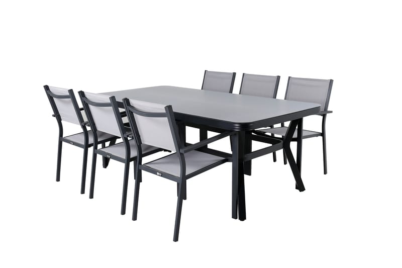 Virya Matgrupp Utomhus 200 cm + 6 Copacabana Stapelbara Stolar - Svart - Utemöbler - Utegrupp - Matgrupper utomhus