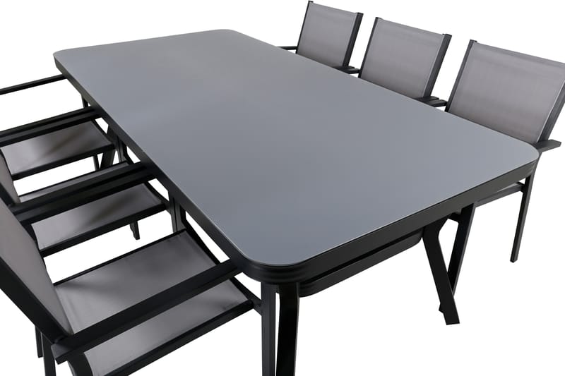 Virya Matgrupp Utomhus 200 cm + 6 Copacabana Stapelbara Stolar - Svart - Utemöbler - Utegrupp - Matgrupper utomhus
