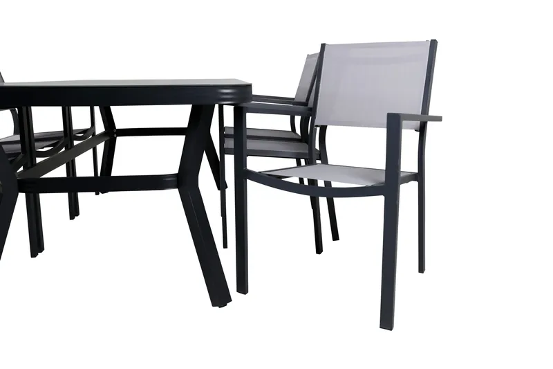 Virya Matgrupp Utomhus 200 cm + 6 Copacabana Stapelbara Stolar - Svart - Utemöbler - Utegrupp - Matgrupper utomhus