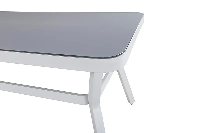 Virya Matgrupp Utomhus 200cm + 6 Albany Positionsstolar - Vit/Grå - Utemöbler - Utegrupp - Matgrupper utomhus