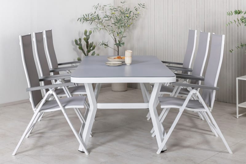 Virya Matgrupp Utomhus 200cm + 6 Albany Positionsstolar - Svart - Utemöbler - Utegrupp - Matgrupper utomhus