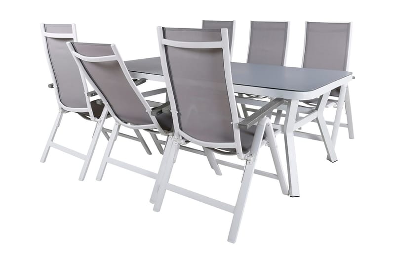 Virya Matgrupp Utomhus 200cm + 6 Albany Positionsstolar - Svart - Utemöbler - Utegrupp - Matgrupper utomhus