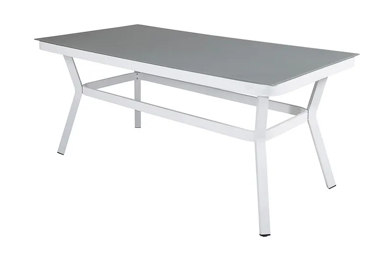 Virya Matgrupp Utomhus 200cm + 6 Albany Positionsstolar - Vit/Grå - Utemöbler - Utegrupp - Matgrupper utomhus