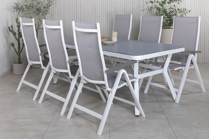 Virya Matgrupp Utomhus 200cm + 6 Albany Positionsstolar - Svart - Utemöbler - Utegrupp - Matgrupper utomhus