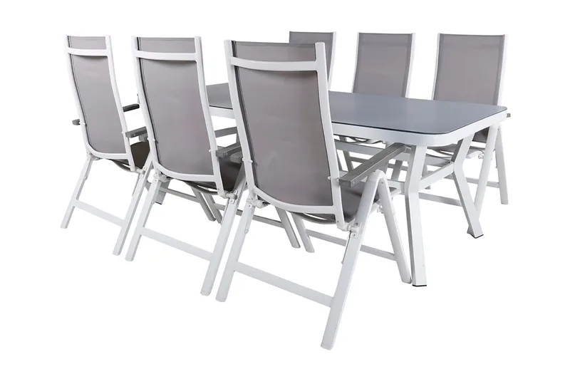 Virya Matgrupp Utomhus 200cm + 6 Albany Positionsstolar - Svart - Utemöbler - Utegrupp - Matgrupper utomhus